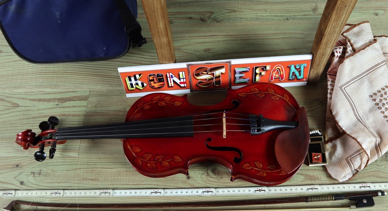 Geige älter Alessandrus d Espine Perlmutt Intarsien