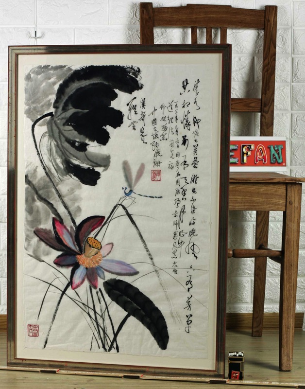 Asiatika China Tuschpinsel Malerei Libelle Blumen