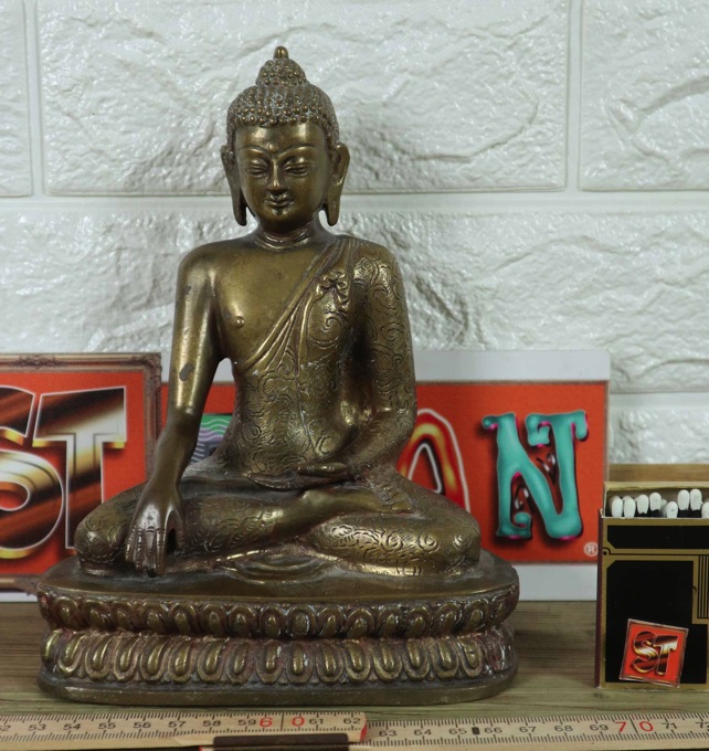 Bronze Tempelfigur sitzend Budda Asiatika