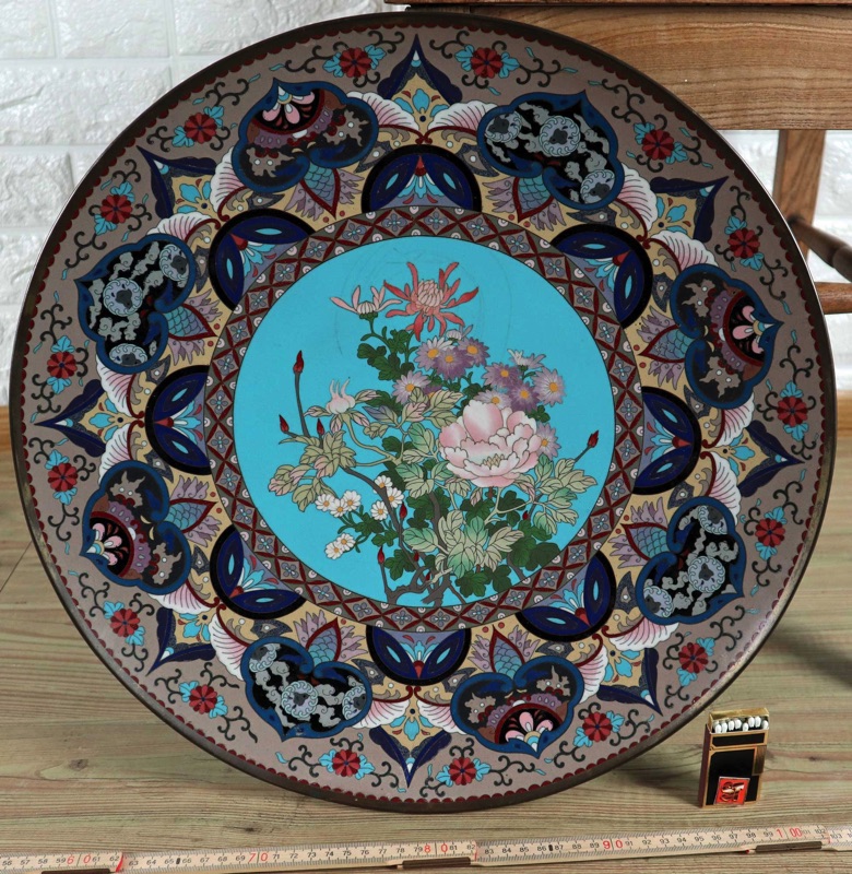 Cloisonne Teller China antik Platzteller floral