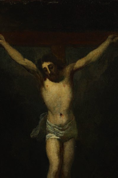 Altmeister Ölgemälde antik Jesus Kreuzigung doubeliert
