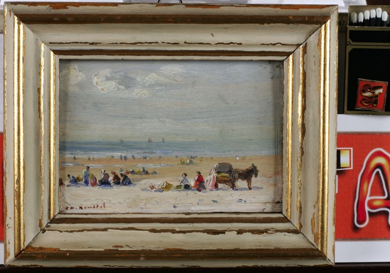 Charles Emmanuel Joseph Roussel Ölgemälde antik Strand Personen Impressionist