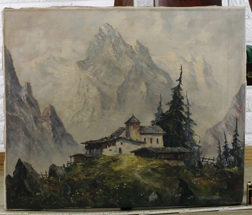 Erich Rudolph Ölgemälde Alpen Berghaus