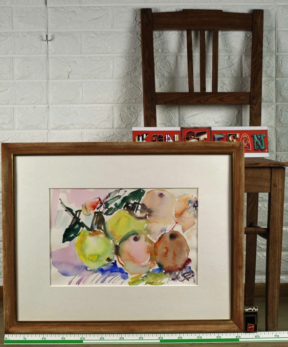 Erika Rauschning 1923-2015 Aquarell abstrakt Stillleben Äpfel Bild apples