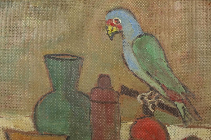Ernst Pader Ölgemälde Papagei Vogel Paperl 4
