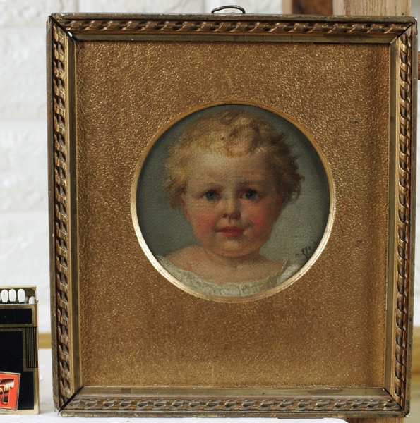 Eugen Klimsch antikes Ölgemälde Portrait Mädchen Kind Miniatur