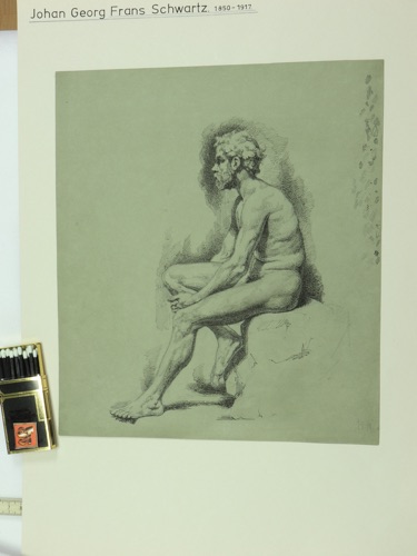 Frans Schwartz Zeichnung antik Akt Mann