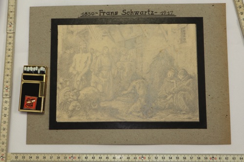 Frans Schwartz Zeichnung antik Jesus Personen Bettler