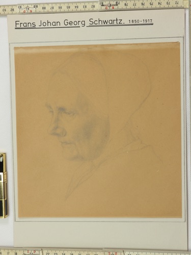 Frans Schwartz Zeichnung antik Portrait Frau Grossmutter