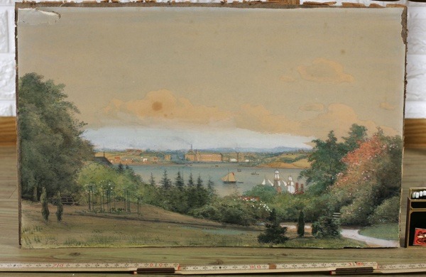 Friedrich Ernst Wolperding antikes Aquarell Kiel Hafen 1847