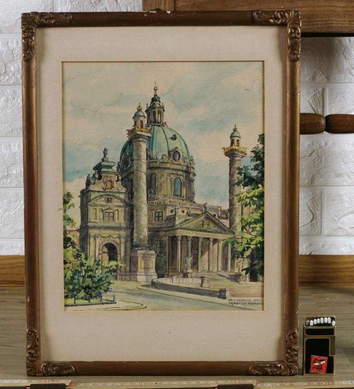 Friedrich Frank Aquarell Karlskirche Wien