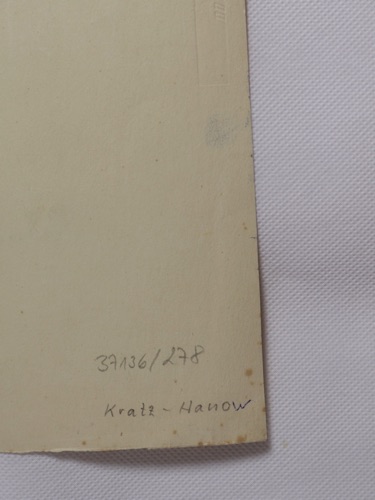 Gretl Kratz Hanow Aquarell antik 1945 Mann Karikatur Rippe