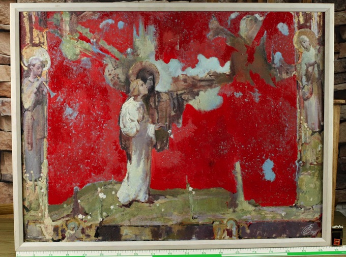 Grusho Novitsky * 1965 Gemälde Jesus Christus abstrakt Engel Грушо Новицкий 1990