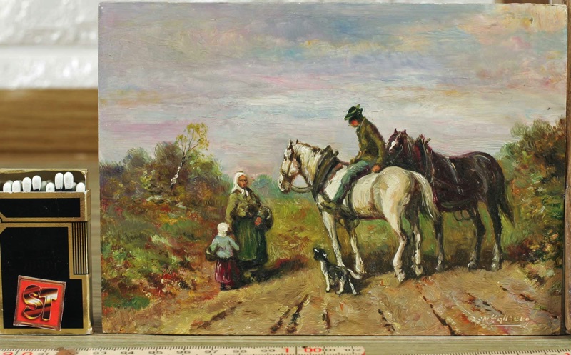 Hallberg Ölgemälde Pferde Landschaft Reiter Personen Hund Impressionist