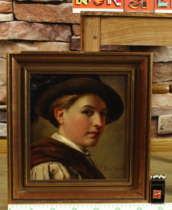 Zuschreibung Joseph Ferdinand Maler Becker Ölgemälde antik Portrait Junge Russe