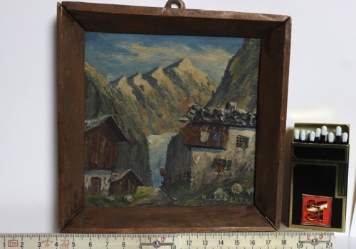 Lambertz Ölgemälde Miniatur Alpen Berghof
