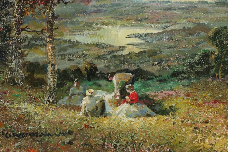 Ludwig Gschossmann Ölgemälde Picknick