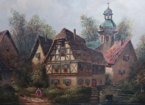 Otto Franke Ölgemälde Dorf Enten Hünfeld