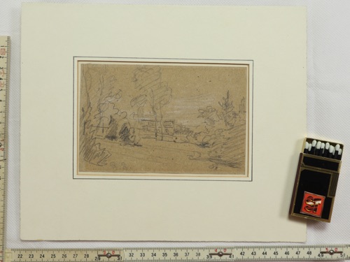 Peter Philipp Rumpf Zeichnung antik Monogramm Landschaft