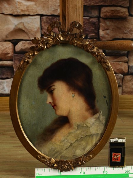 Ölgemälde antik Portrait junge Dame Frau Mädchen oval
