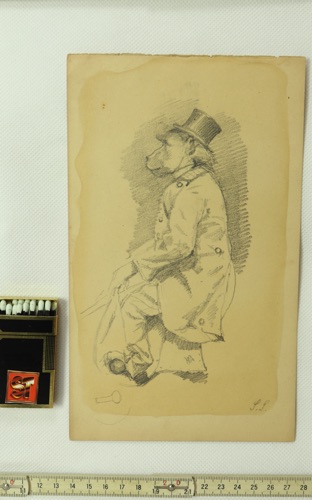 Simon Ludvig Ditlev Simonsen Zeichnung antik Affe Zirkus Kostüm Zirkusdirektor