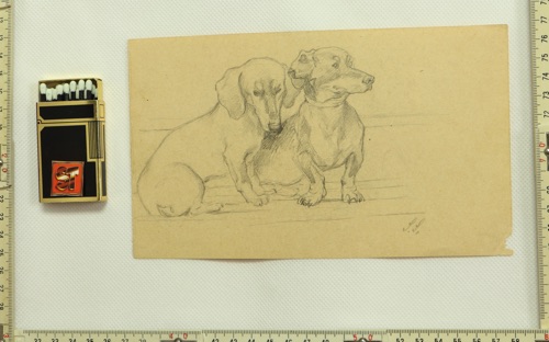 Simon Ludvig Ditlev Simonsen Zeichnung antik Hund Dackel