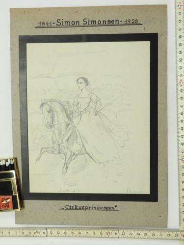 Simon Ludvig Ditlev Simonsen Zeichnung antik Zirkus Prinzessin Pferd
