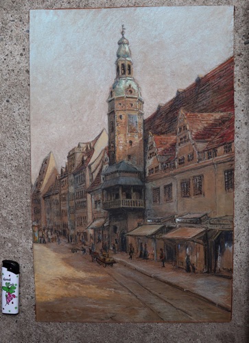 Sternburg Pastell Stadt Personen antik 1906
