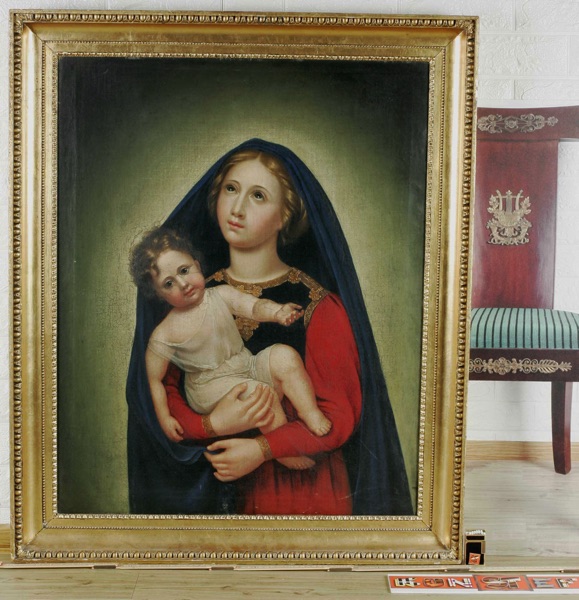 antikes Ölgemälde Maria mit Christuskind