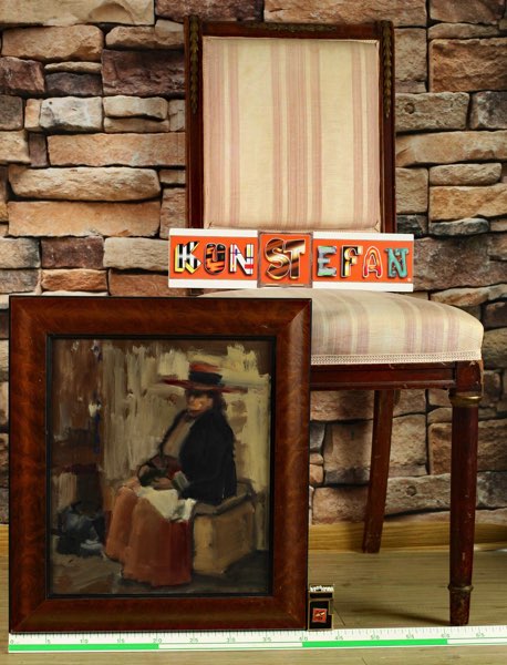 älteres Ölgemälde Portrait sitzende Frau mit Hut impressionistischer Stil Studie