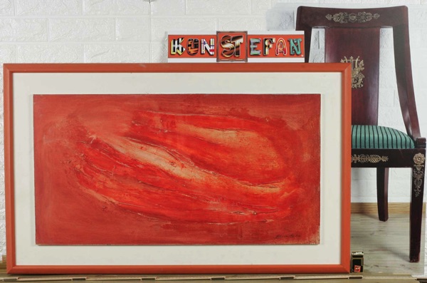 Wolfgang Germroth abstraktes Gemälde von 1964 rote Komposition