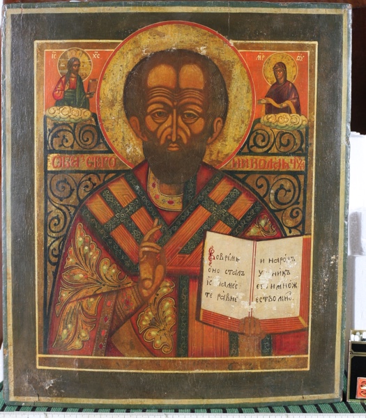 old russian icon holy saint Nicholas Myra