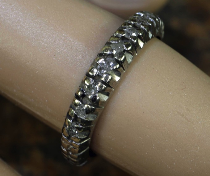 Memory Ring Weißgold 585 Diamanten Größe 52 antik Memoire Memoryring Damenring