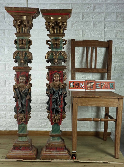 Paar Pilaster Säulen antik Barock heilige
