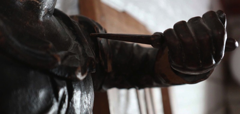 Theresa von Avila Holzskulptur antik Heilige Schwert Dolch
